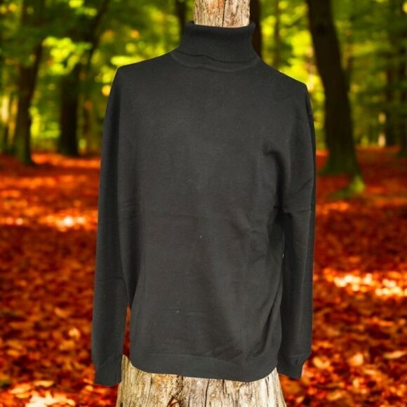 MEN'S BAGAZIO LONG SLEEVE BLACK  COTTON ACRYLIC TURTLENECK SWEATER. VT042. - Picture 1 of 9